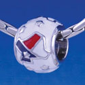 B1255 tlf - Red, White, and Blue Texas on White - Im. Rhodium Large Hole Beads