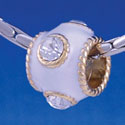 B1262 tlf - White Enamel Band with 4 Swarovski Crystals - Gold Large Hole Bead