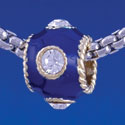 B1263 tlf - Navy Blue Enamel Band with 4 Swarovski Crystals - Gold Large Hole Bead