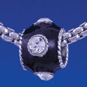 B1264 tlf - Black Enamel Band with 4 Swarovski Crystals - Im. Rhodium Large Hole Bead