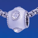 B1266 tlf - White Enamel Band with 4 Swarovski Crystals - Im. Rhodium Large Hole Bead