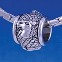 B1274 tlf - Horse Head on Hatched Background - Im. Rhodium Large Hole Beads