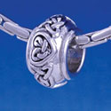 B1278 tlf - Celtic Knot Heart on Band - Im. Rhodium Large Hole Beads