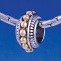 B1279 tlf - Silver Spacer with Gold Beaded Decoration - Im. Rhodium & Gold Large Hole Beads