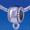 B1280 tlf - Silver Charm Hanger with Beaded Border - Im. Rhodium Large Hole Beads