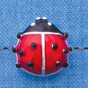 B1292 tlf - Translucent Red Ladybug - Silver Beads