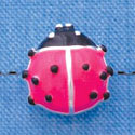 B1293 tlf - Hot Pink Ladybug - Silver Beads