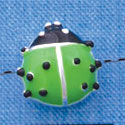 B1294 tlf - Lime Green Ladybug - Silver Beads