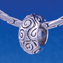 B1295 tlf - Antiqued Swirl Pattern - Im. Rhodium Large Hole Bead