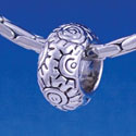 B1296 tlf - Antiqued Sun Pattern - Im. Rhodium Large Hole Bead