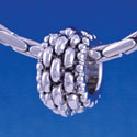 B1298 tlf - Antiqued Weave - Im. Rhodium Large Hole Bead