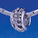 B1300 tlf - Cutout Flower - Im. Rhodium Large Hole Bead