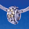 B1301 tlf - Silver and Gold Flowers with Swarovski Crystals - Im. Rhodium & Gold Large Hole Bead