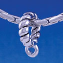 B1303 tlf - Twist Rope Charm Hanger - Im. Rhodium Large Hole Bead