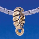 B1304 tlf - Twist Rope Charm Hanger - Gold Large Hole Bead