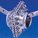 B1306 tlf - Large Fancy Sqaure with Rope Border - Im. Rhodium Plated Large Hole Bead