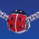 B1310 tlf - Red Enamel Ladybug - Im. Rhodium Large Hole Bead