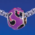 B1315 tlf - Hot Pink & Purple Wide Cheetah Print - Gold Plated Large Hole Bead