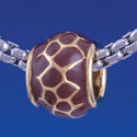 B1316 tlf - Brown Giraffe Print - Gold Plated Large Hole Bead