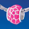 B1317 tlf - Hot Pink Giraffe Print - Silver Plated Large Hole Bead