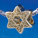 B1324 tlf - Beaded Star of David - Gold Plated Large Hole Bead