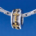 B1329-FANCY tlf - Fancy Gold Cross Band - Im. Rhodium and Gold Plated Large Hole Bead