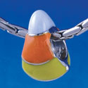 B1330 tlf - Enamel Candy Corn - Silver Plated Large Hole Bead