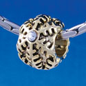 B1337 tlf - Snowflake with Swarovski Crystal - Gold Plated Large Hole Bead
