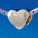 B1347 tlf - Smooth 2 Sided Heart - Gold Plated Large Hole Bead