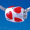 B1348 tlf - Multi Red Heart Tube - Silver Plated Large Hole Bead