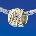 B1358 tlf - Antiqued Wrapped Leaf - Gold Plated Large Hole Bead