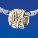 B1358 tlf - Antiqued Wrapped Leaf - Gold Plated Large Hole Bead