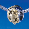 B1359 tlf - Gold Lizards on Silver Band - Im. Rhodium and Gold Plated Large Hole Bead