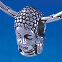 B1362 tlf - Buddha Head - Im. Rhodium Plated Large Hole Bead