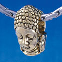 B1363 tlf - Buddha Head - Gold Plated Large Hole Bead