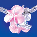 B1370 tlf - Pearl Pink Plumerias - Silver Plated Large Hole Bead