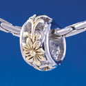B1387 tlf - Gold Flower with Silver Border - Im. Rhodium & Gold Plated Large Hole Bead