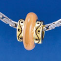 B1411 tlf - Large Spacer - Tan Center - Gold Plated Large Hole Bead