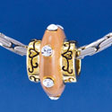 B1412 tlf - Large Spacer - Tan Center with Clear Swarovski Crystals - Gold Plated Large Hole Bead