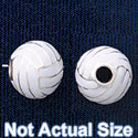 B1420 tlf - 10mm Volleyball - Silver Plated Bead