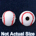 B1422 tlf - 10mm Baseball - Silver Plated Bead