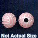 B1424 tlf - 10mm Pink Volleyball/Water Polo - Silver Plated Bead