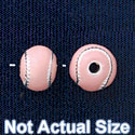 B1425 tlf - 8mm Pink Softball/Baseball - Silver Plated Bead
