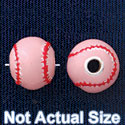 B1426 tlf - 10mm Pink Softball/Baseball - Silver Plated Bead