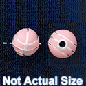 B1431 tlf - 8mm Pink Basketball - Silver Plated Bead