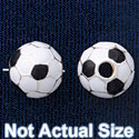 B1434 tlf - 10mm Soccer ball - Silver Plated Bead