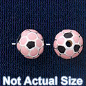 B1435 tlf - 8mm Pink Soccer ball - Silver Plated Bead