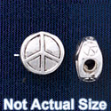 B1439 tlf - 10mm Silver Peace Sign - Silver Plated Bead