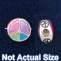 B1440 tlf - 10mm Translucent Multicolored Peace Sign - Silver Plated Bead