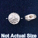 B1441 tlf - 8mm Silver Peace Sign - Silver Plated Bead
